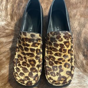 Leather and Hair On Leopard Women's Loafers 8M